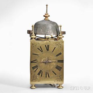 Appraisal: Oversize Brass and Steel Lantern Clock probably Italy c brass