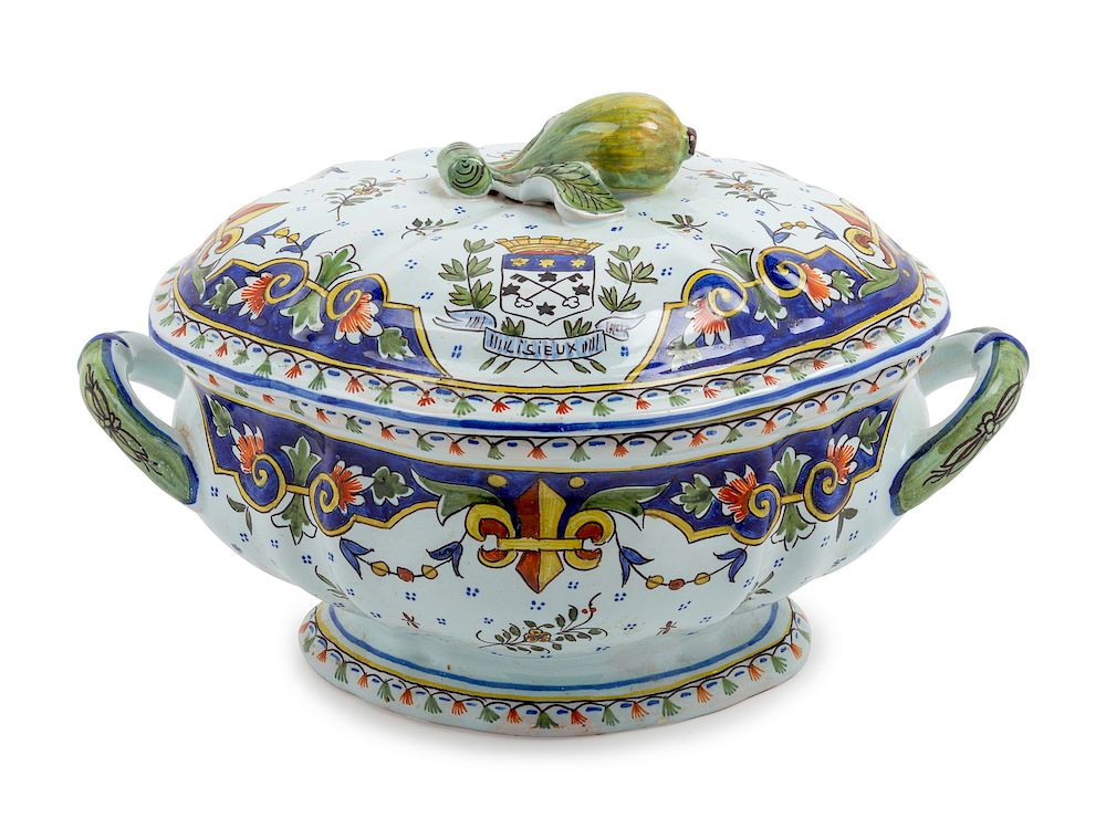 Appraisal: An Italian Faience Tureen Height x width An Italian Faience