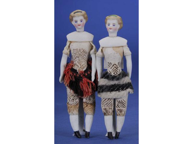 Appraisal: Early Twin Simon Halbig Dollhouse Dolls Germany ca a very