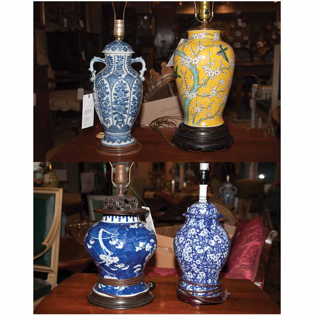 Appraisal: Group of Four Chinese and Chinese Style Porcelain Lamps