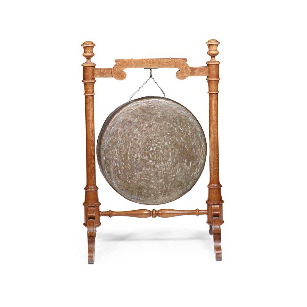 Appraisal: VICTORIAN OAK AND BRONZE DINNER GONG LATE TH CENTURY the