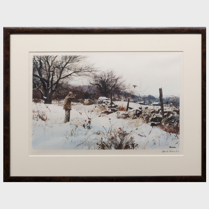 Appraisal: After Ogden Pleissner - October Snow Offset lithograph in color