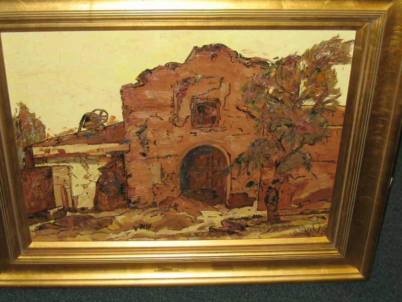 Appraisal: JANE PETERSON AMERICAN TH CENTURY Spanish building oil on canvas