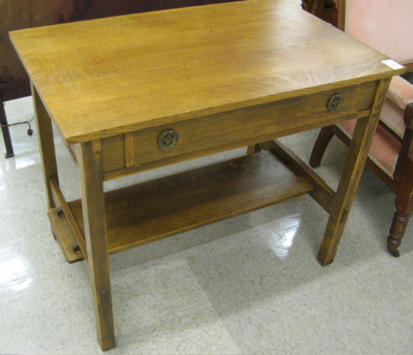 Appraisal: AN OAK LIBRARY TABLE Arts Crafts Movement American early th