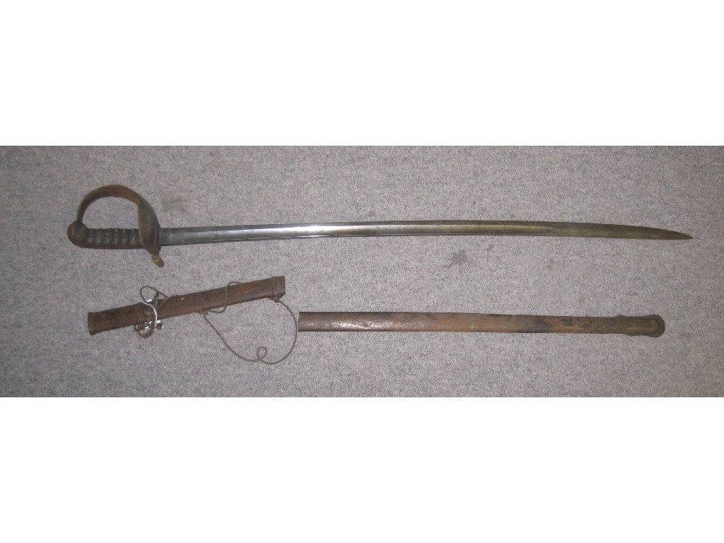 Appraisal: Military sword in metal scabbard def