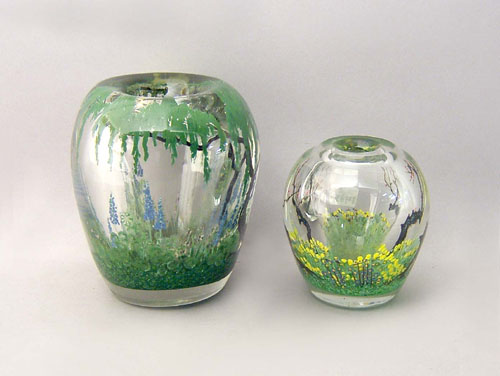 Appraisal: Two Heilman Roessler paperweight vases h and h