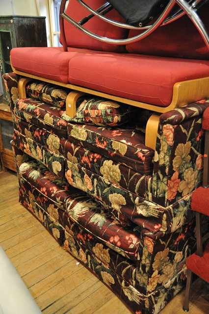 Appraisal: PAIR OF TWO SEATER SOFAS IN FLORAL UPHOLSTERY