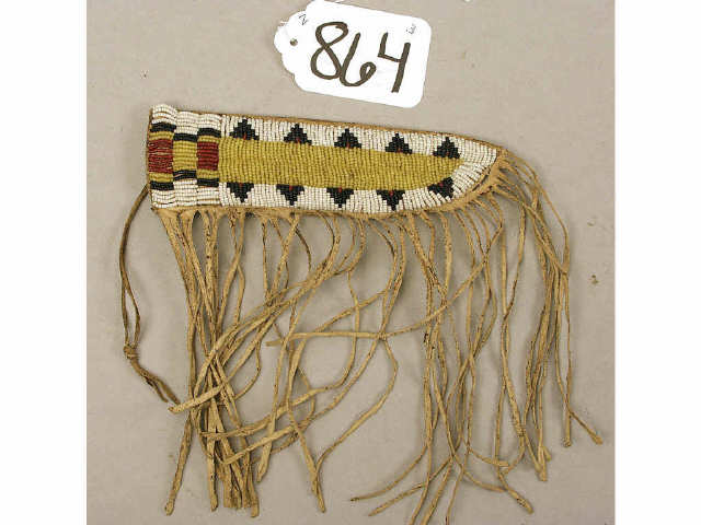 Appraisal: Fringed leather Plains beaded knife sheath Estimate -