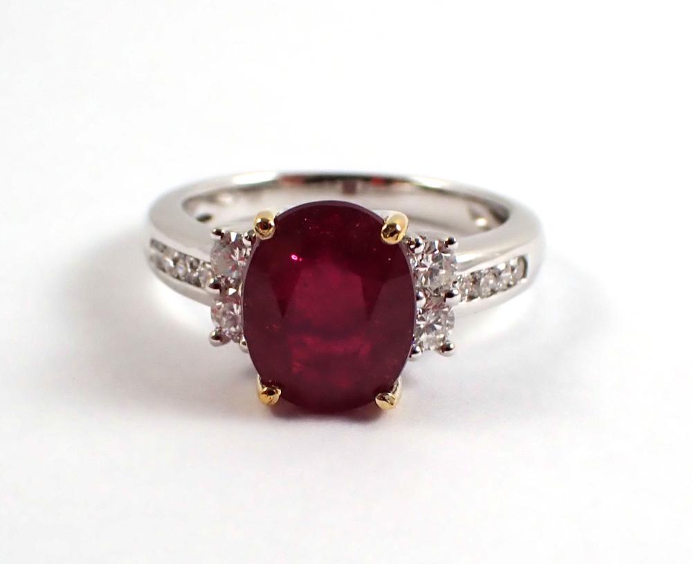 Appraisal: RUBY DIAMOND AND FOURTEEN KARAT GOLD RING with appraisal The