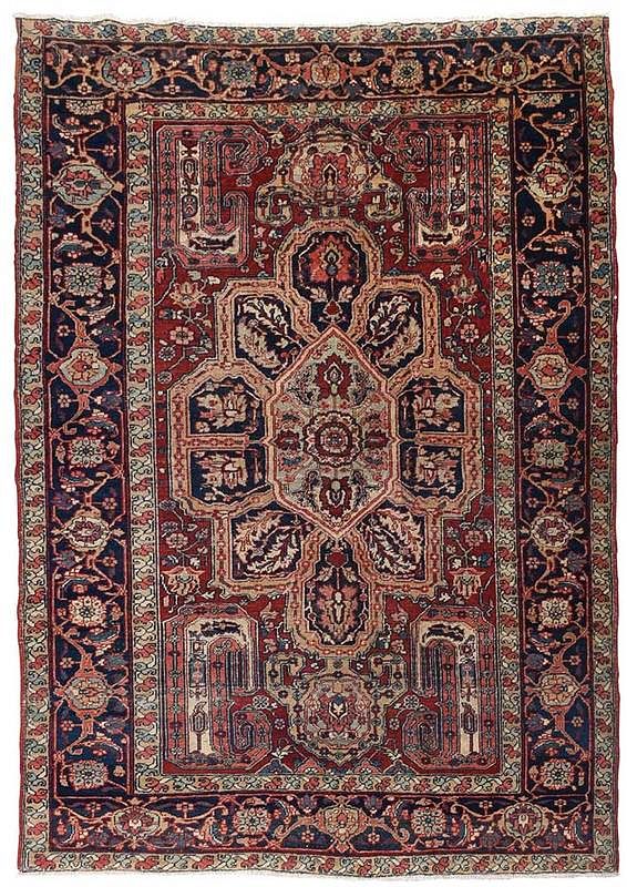 Appraisal: Heriz Carpet early th century large central medallion four paisley