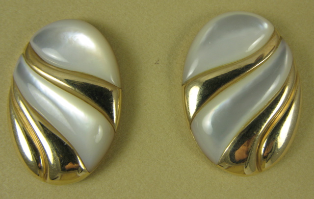 Appraisal: PAIR OF MOTHER-OF-PEARL EARRINGS each k yellow gold and set