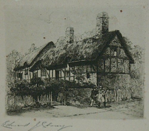 Appraisal: Victorian House Etching on Paper Sherry Edward x inches In