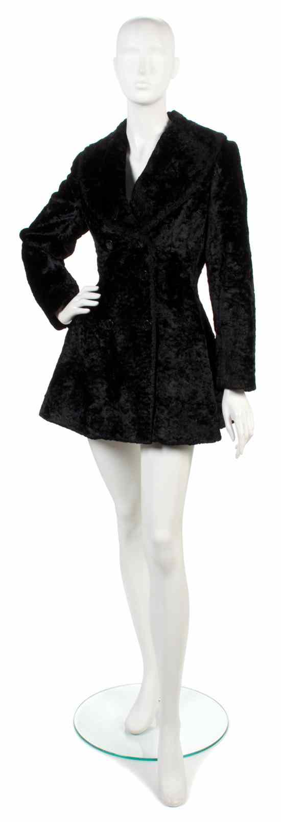 Appraisal: An Alaia Black Faux Fur Coat double breasted with a