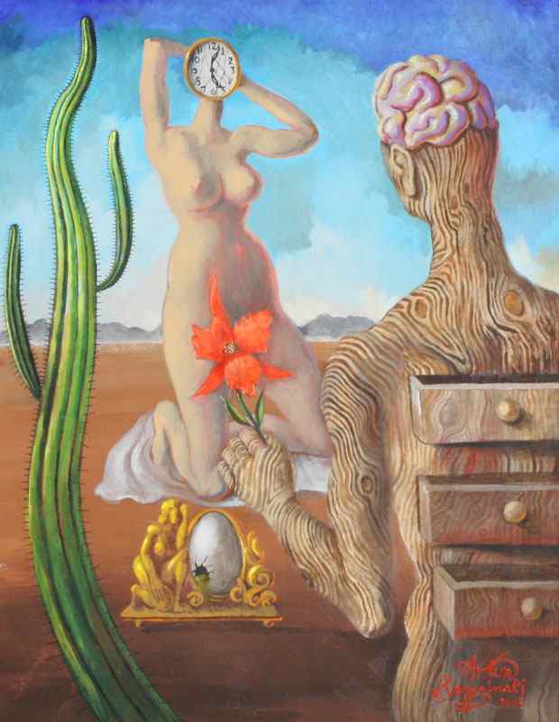 Appraisal: BRZEZINSKI Anton American - Surreal Dali-esque picture with Nude and