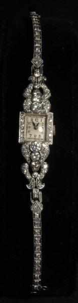 Appraisal: Hamilton Platinum Diamond Ladies Watch Description Diamonds ctw Working Condition