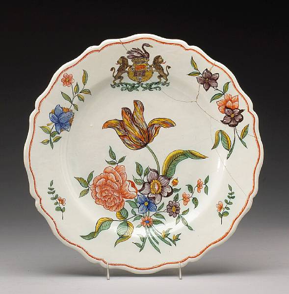 Appraisal: A French faience charger th th century The petal edge