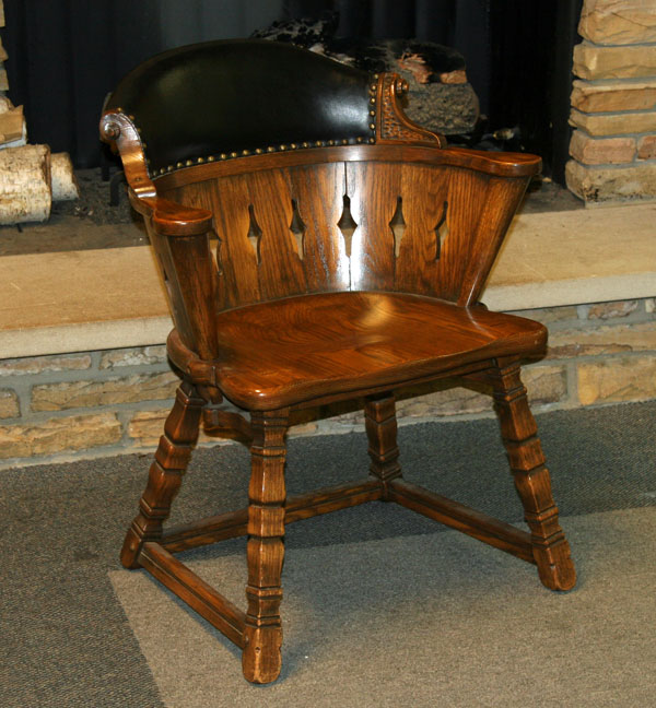 Appraisal: Romweber oak barrel back captain's chair Hoosier variation on the