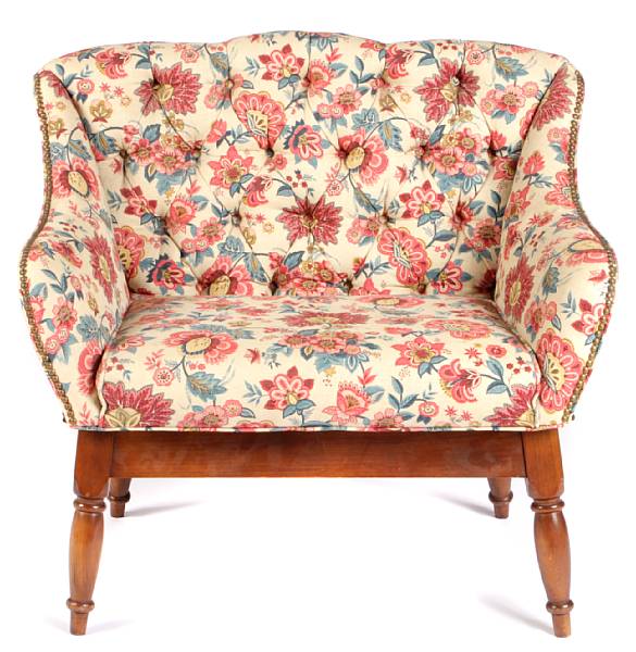 Appraisal: A floral upholstered 'sleigh seat' settee height in width in