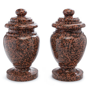 Appraisal: A Pair of Carved Marble Covered Urns Late th Century