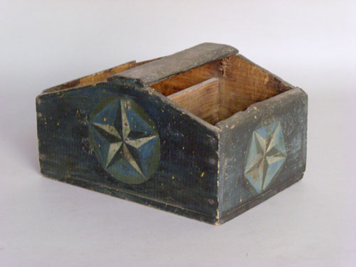 Appraisal: Painted pine utensil box th c h w d