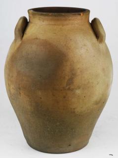 Appraisal: Vermont Redware Ovoid Double Handle Ca Crock Vermont Redware Ovoid