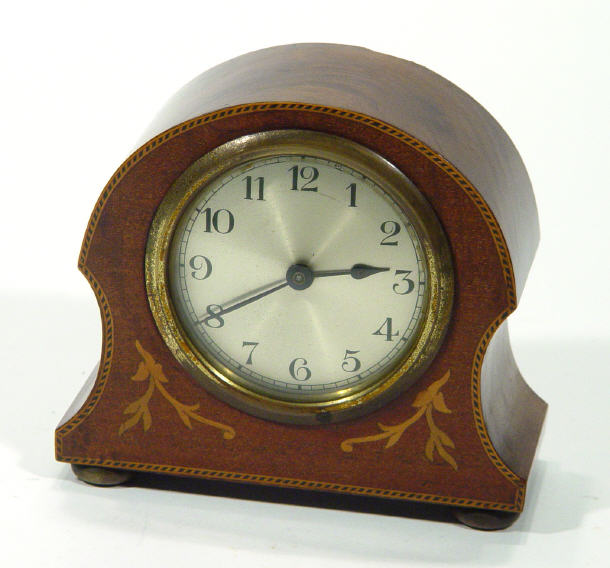 Appraisal: Edwardian inlaid mahogany mantel clock cm high