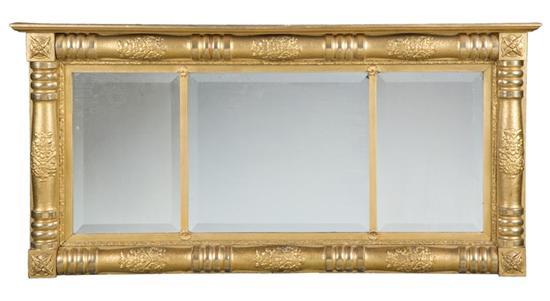 Appraisal: FEDERAL OVERMANTLE MIRROR American early th century Three-part beveled edge