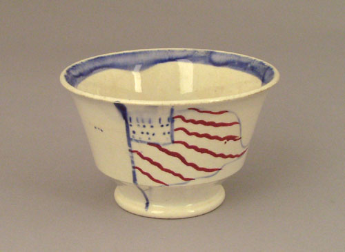 Appraisal: Pearlware cup th c decorated with an American flag h