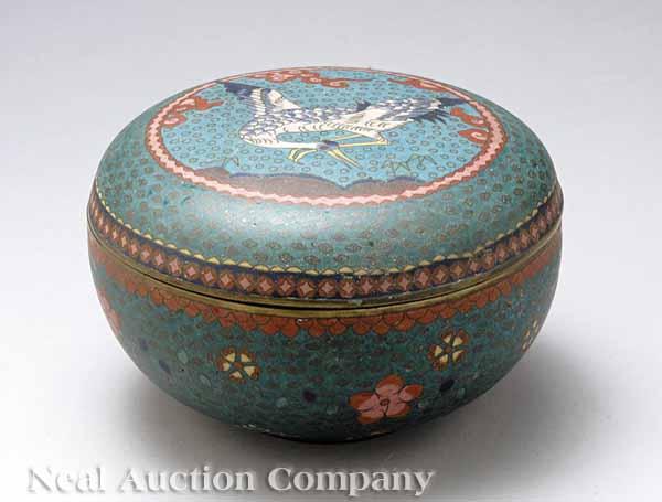 Appraisal: A Japanese Cloisonn Enamel Circular Box Meiji - the exterior