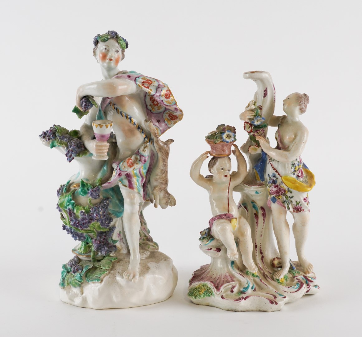 Appraisal: A BOW CANDLESTICK GROUP Circa Emblematic of Summer modelled as