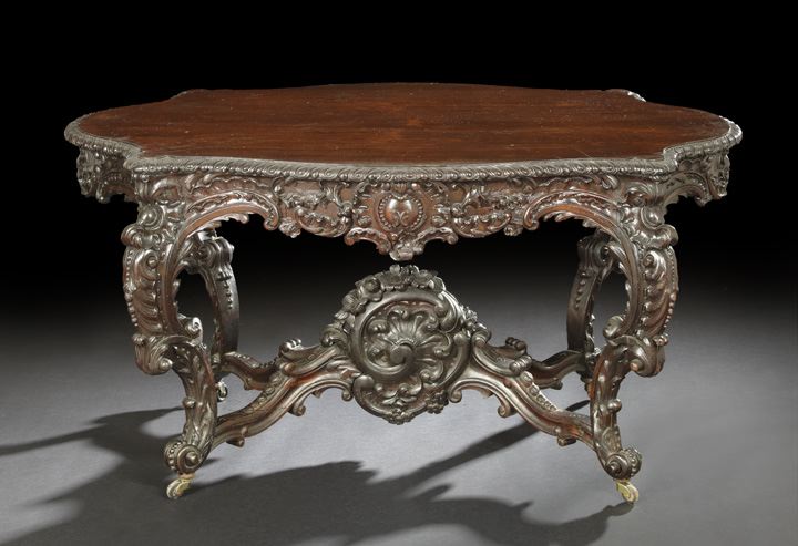 Appraisal: Fine and Large American Rococo Revival Rosewood Center Table mid-