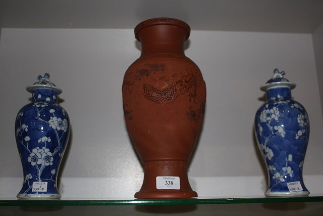 Appraisal: A PAIR OF CHINESE BLUE AND WHITE PORCELAIN BALUSTER VASES