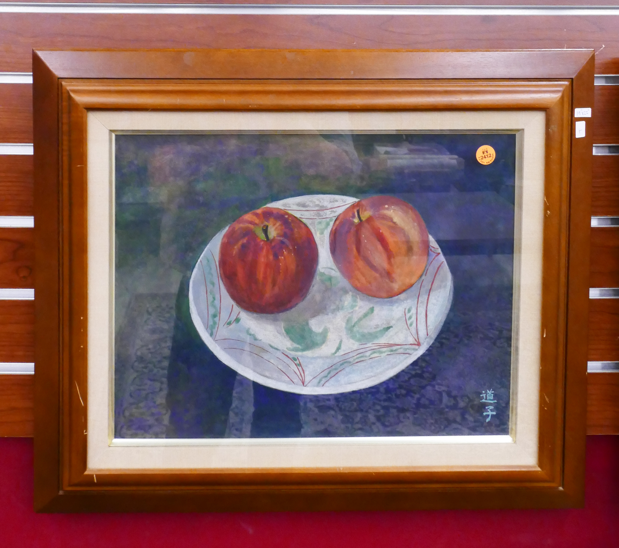 Appraisal: Michiko Japanese Bowl of Apples Painting Framed- x ''