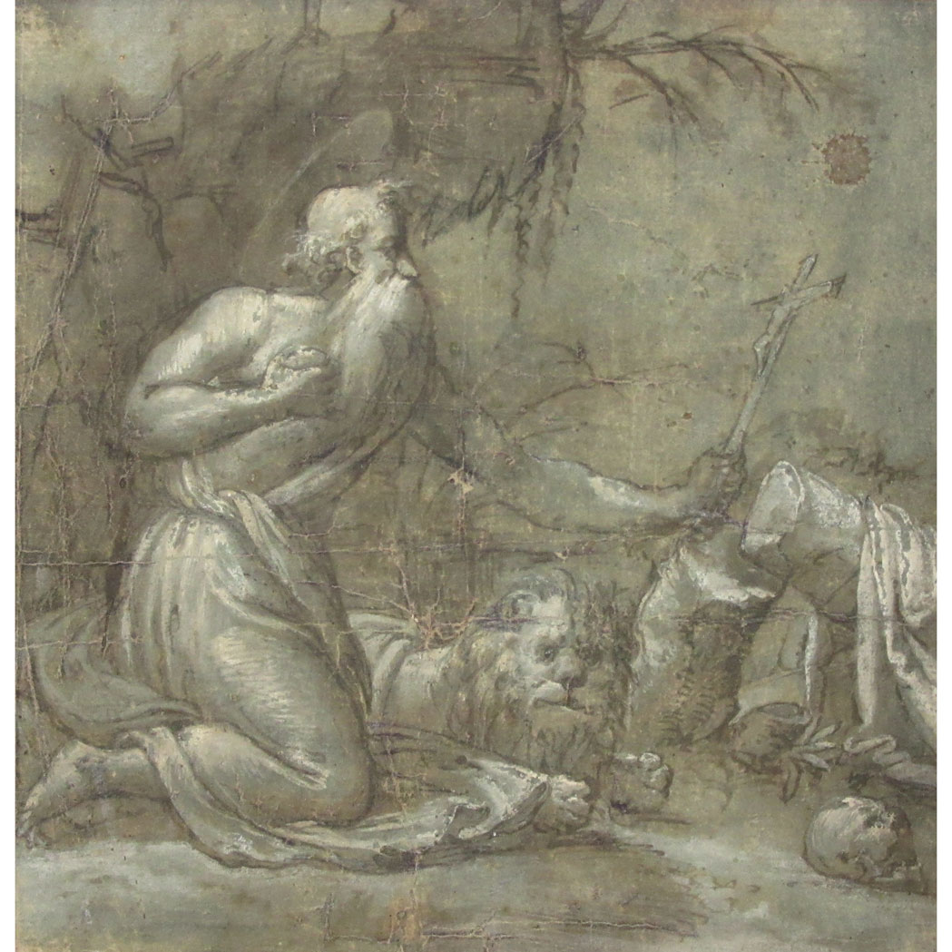 Appraisal: Attributed to Moretto da Brescia Saint Jerome in the Wilderness