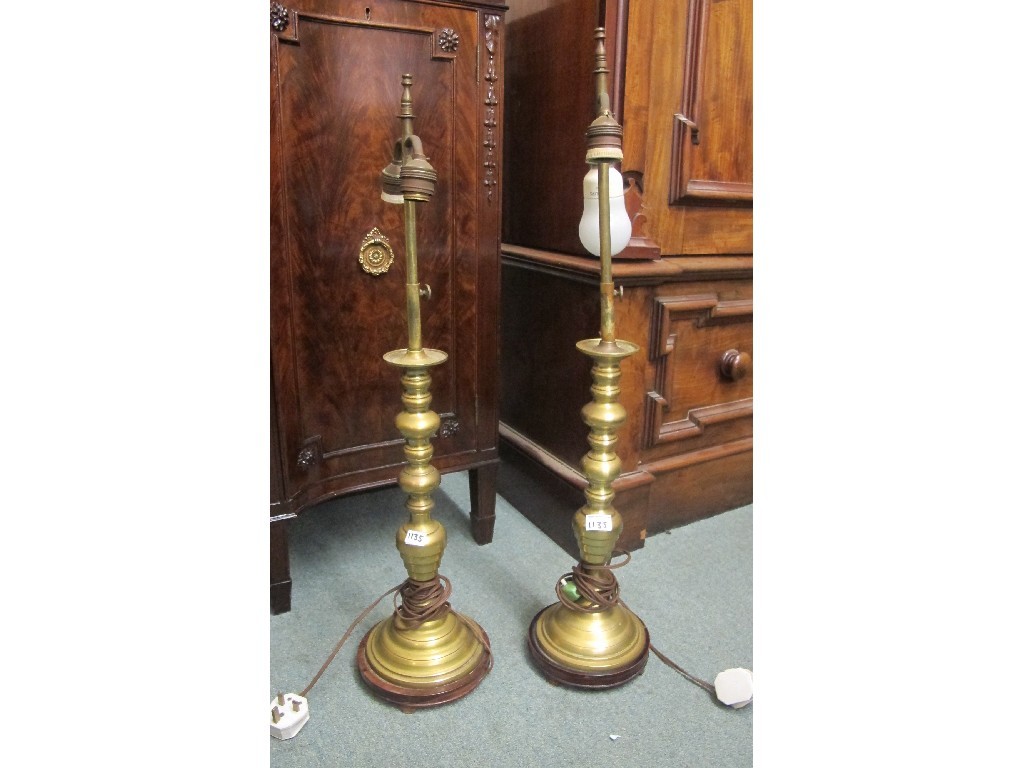 Appraisal: Pair of brass table lamps