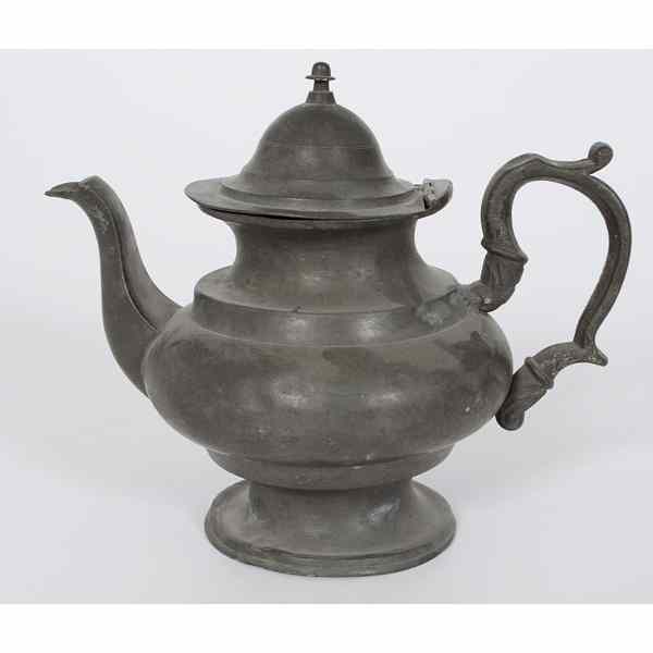 Appraisal: American Pewter Teapot American th century A pewter teapot by