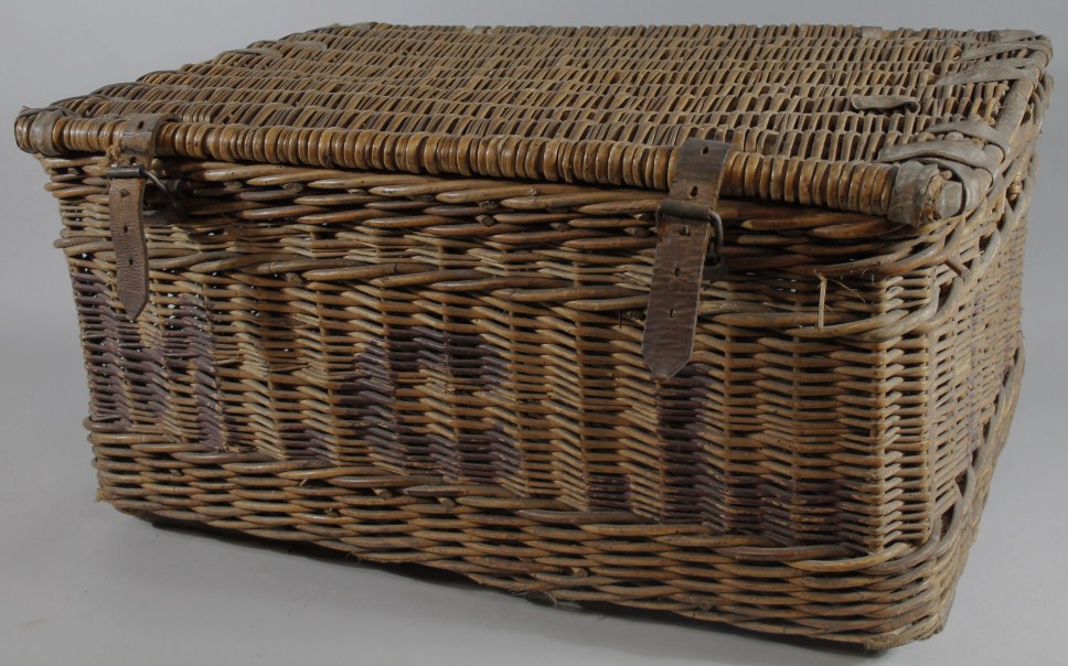 Appraisal: An early thC wicker picnic hamper of rectangular outline with