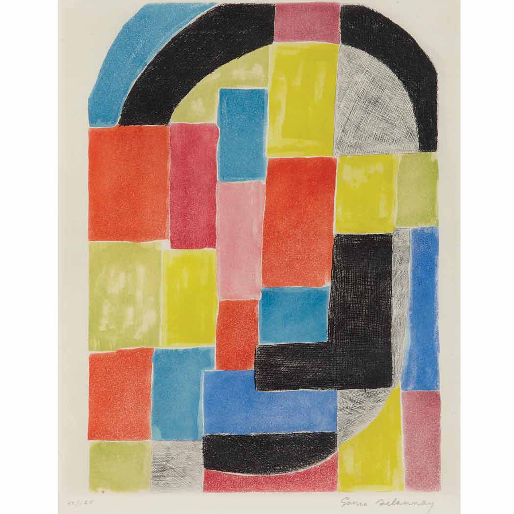 Appraisal: Sonia Delaunay - COMPOSITION Color etching and aquatint circa signed