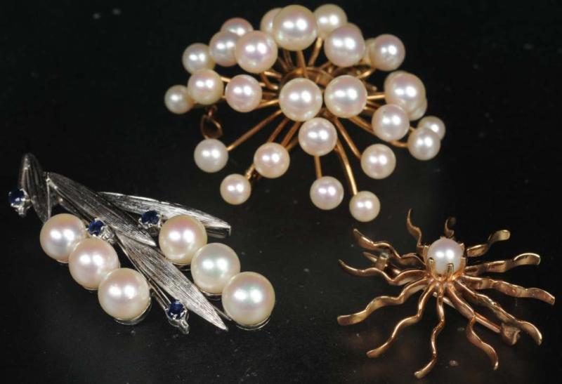 Appraisal: Lot of Antique Jewelry K Gold Pearl Pins Description Includes