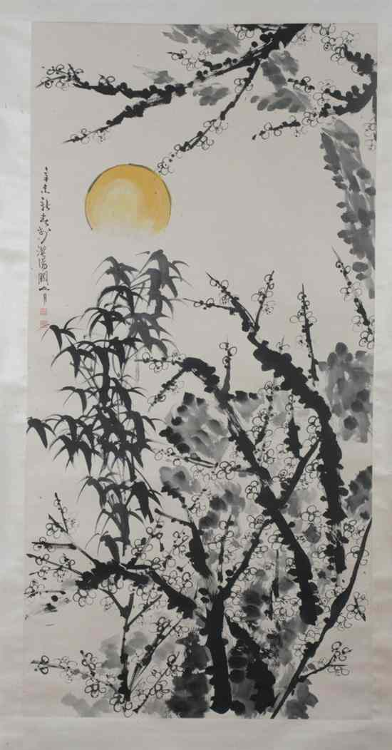 Appraisal: AFTER GUAN SHAN YUE Chinese - BAMBOO AND PRUNUS ink