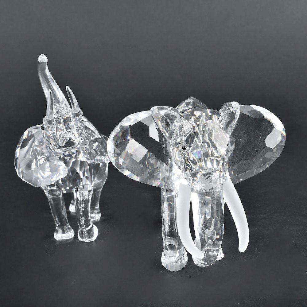 Appraisal: Two Swarovski Figurines Two Swarovski Crystal Figurines Elephants x -