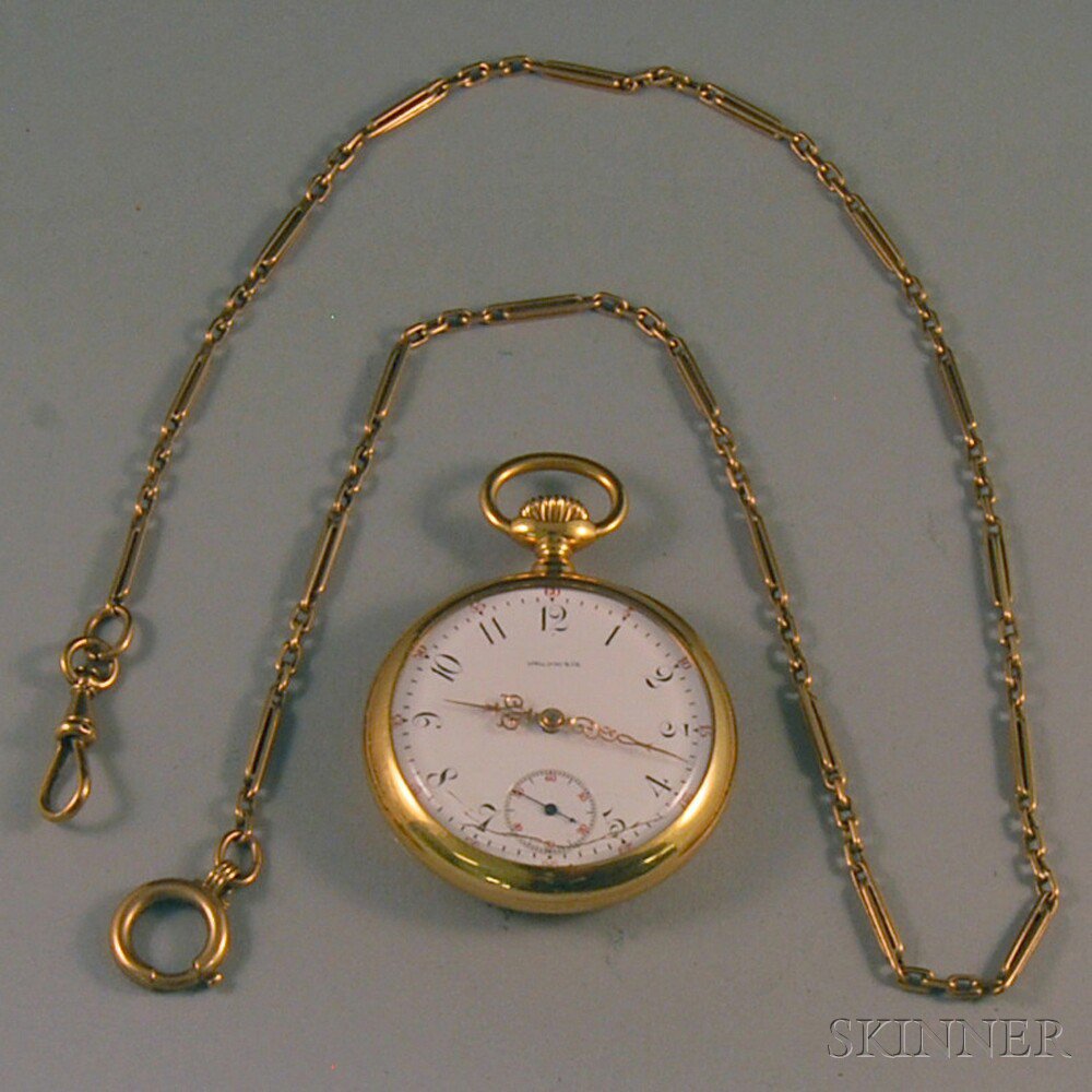 Appraisal: Spaulding Co kt Gold Open-face Pocket Watch with Chain subsidiary