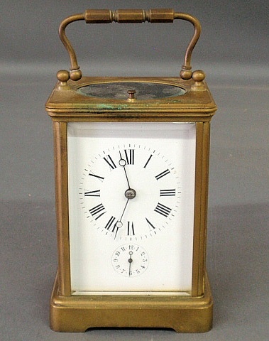 Appraisal: - French carriage clock with beveled glass and strike h