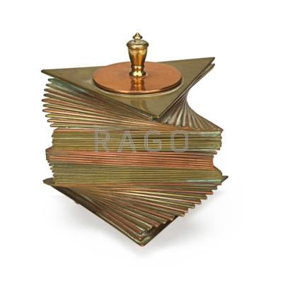 Appraisal: OTAR USA Stacked brass and copper cigarette box USA s