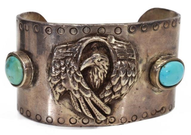 Appraisal: Southwest style silver content unknown cuff bracelet signed Silva applied