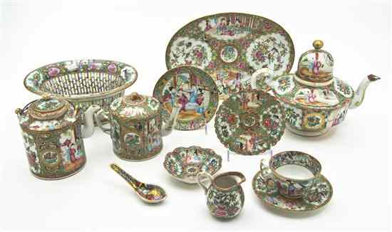 Appraisal: An Assembled Collection of Rose Medallion Porcelain Articles comprising teapots