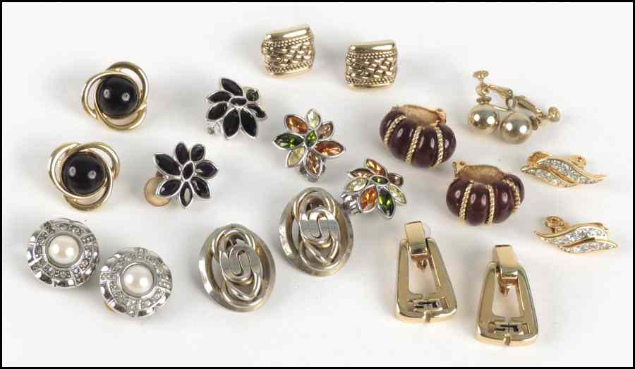 Appraisal: GROUP OF SIGNED EARCLIPS Including Kenneth Jay Lane Erwin Pearl