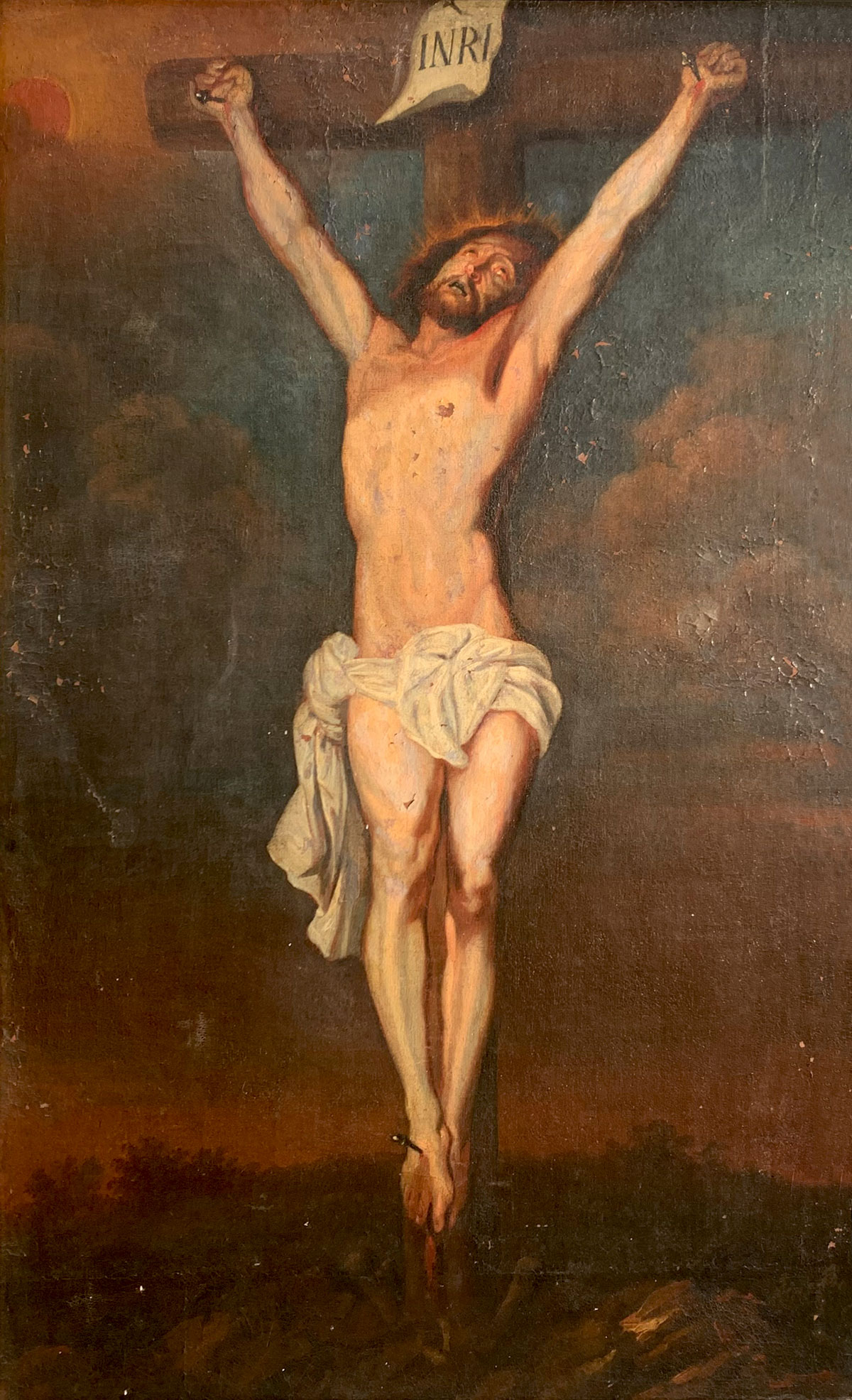 Appraisal: EARLY PAINTING OF THE CRUCIFIXION OF CHRIST Oil Canvas ''