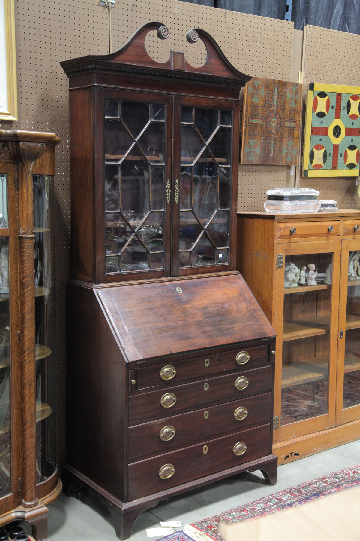 Appraisal: SECRETARY BOOKCASE England late th century mahogany with poplar secondary