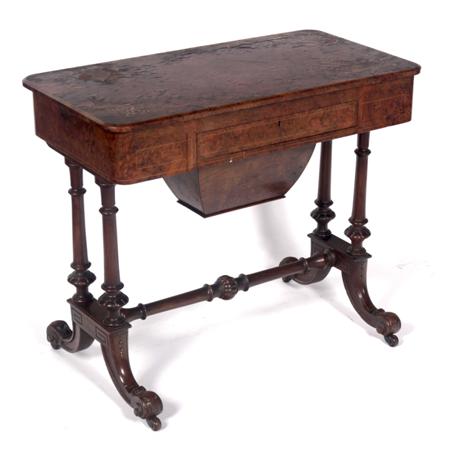 Appraisal: A Victorian walnut and mahogany work table By Edwards Sons